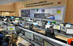 Sala do Centro Integrado de Operações da Prefeitura de Belo Horizonte
