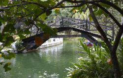 Barco navega em lago no Parque Municipal de Belo Horizonte