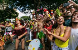 Foliões e músicos se divertem no Bloco Alô Abacaxi
