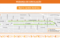 Mapa da mudança de circulação no bairro Jardim América