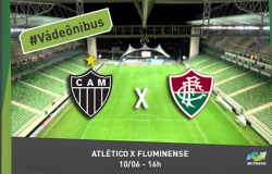 Foto do estádio Inconfidência com os brasões do Clube Atlético Mineiro e do Fluminense Futebol Clube