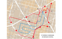 Mapa da 3ª Corrida e Caminhada do Mercado Central.