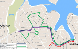 Mapa de operação especial de trânsito e transportes para a Corrida FENAE do Pessoal da Caixa, na Pampulha, neste domingo, dia 1º/7.