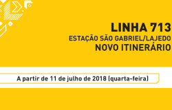 Linha 713 Estação São Gabriel/Lajeto. Novo itinerário a partir de 11 de julho de 2018 (quarta-feira).