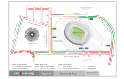 Mapa da operação de trânsito para o jogo Cruzeiro x Corinthians na quarta-feira, dia 4/7, no Mineirão.