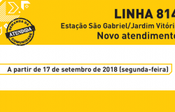 Imagem gráfica amarela com texto Linha 814 - Estação São Gabriel/Jardim Vitória - Novo atendimento