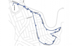 Mapa gráfico da região do Belvedere indica o trejeto da corrida. 